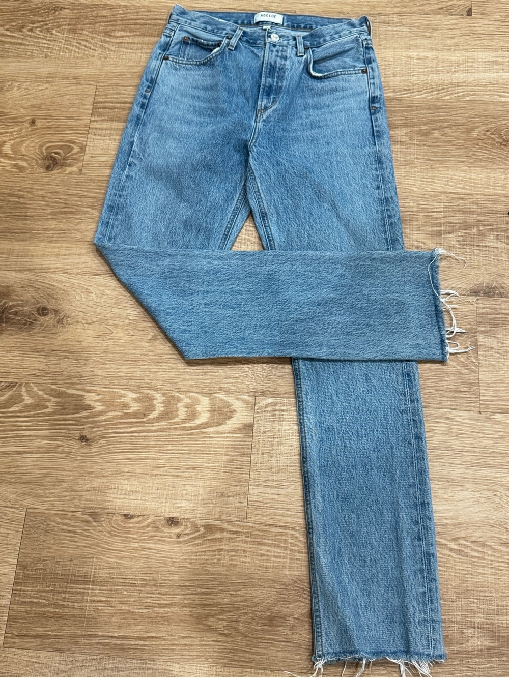 AGOLDE Cherie Vintage High Rise Straight Leg Raw Hem Denim Jeans Size 26